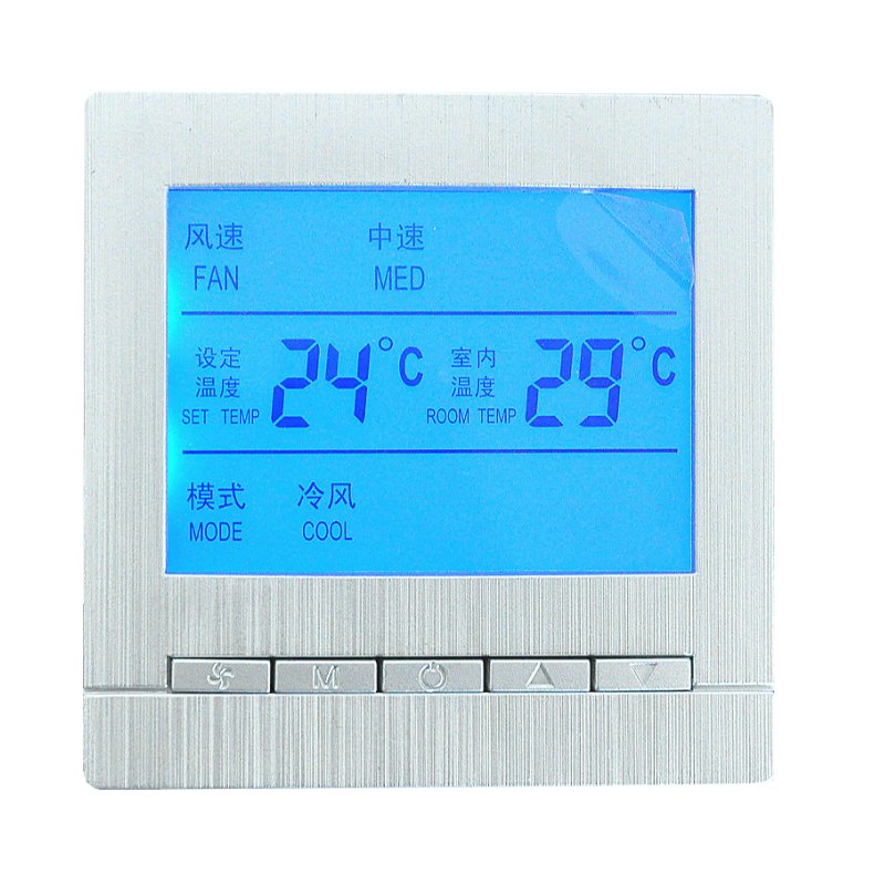 莱珂K629拉丝温控面板 中央空调液晶温度控制器